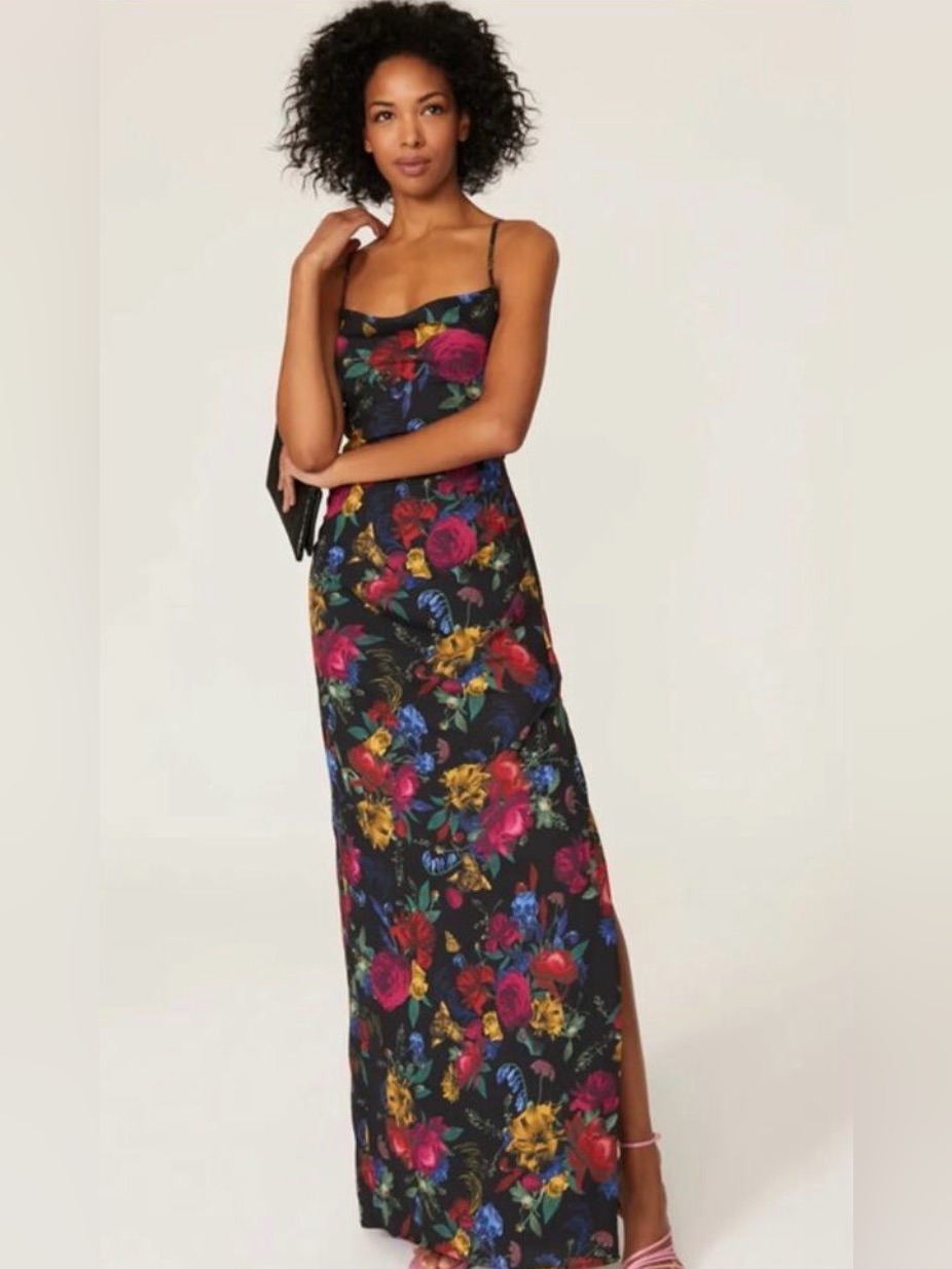 Hutch Calla Cowl Neck Black Floral Maxi Dress